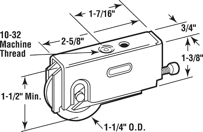 Prime-Line D 1723 1-1/4 in. Steel Ball Bearing Sliding Door Roller Assembly - Image 2