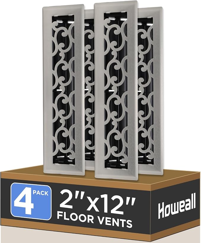 Howeall 2x12 Inches 4 Pack Heavy Duty Walkable Floor Register by Howeall