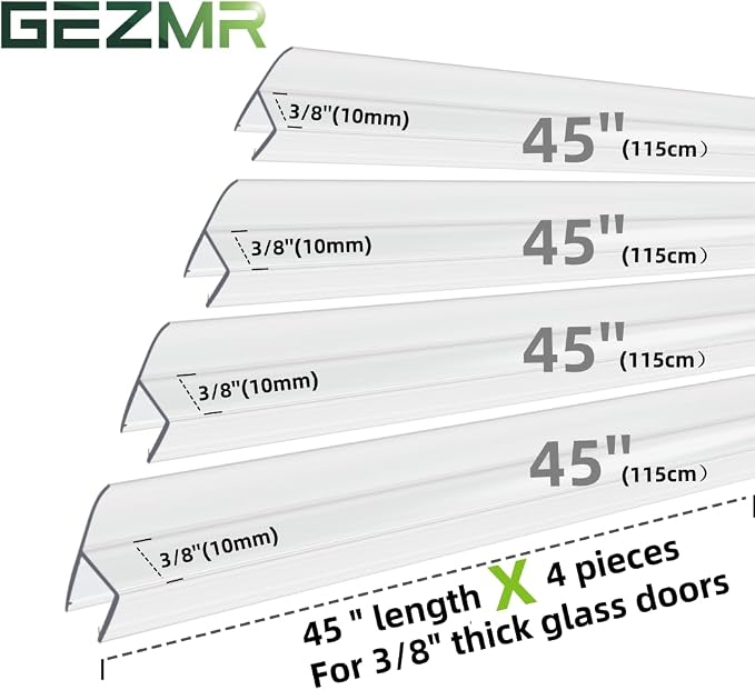 4-Pack Frameless Shower Door Side Seal Strip Shower Door Bottom Seal Shower - Image 3