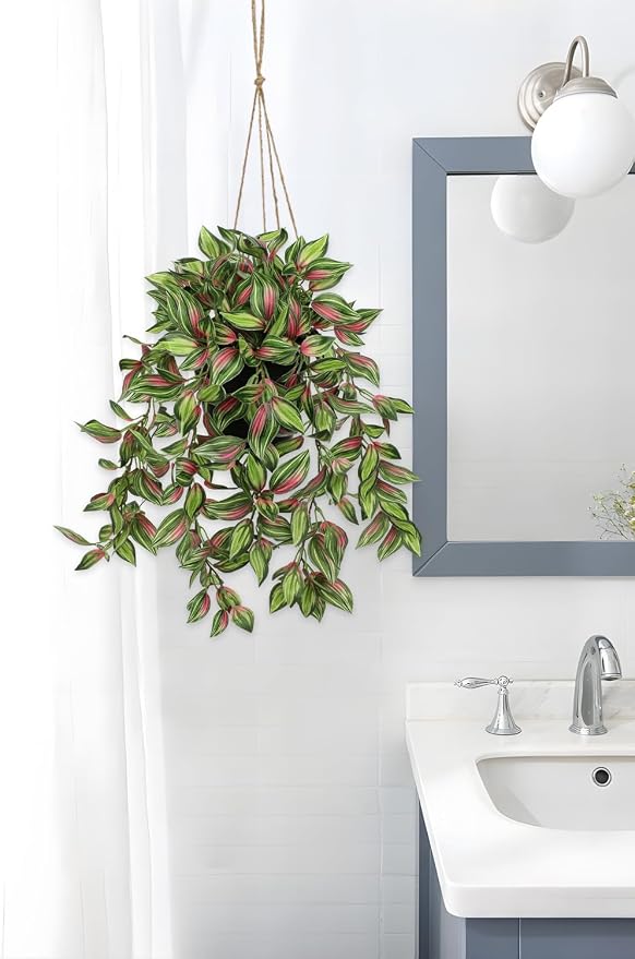 Briful Artificial Hanging Plants in Black Pot 17.7" Lifelike Trailing Faux - Image 5