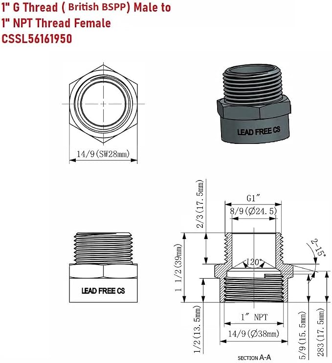 G Thread Male to NPT Female Adapter | Lead-Free)) - Image 4