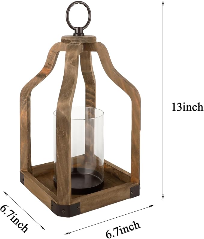 Rustic Wood Lantern Candle Holder - Image 2