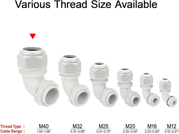 M40 Cable Gland, 90 Degree Adjustable 26-33mm Cable Range Strain Relief - Image 6