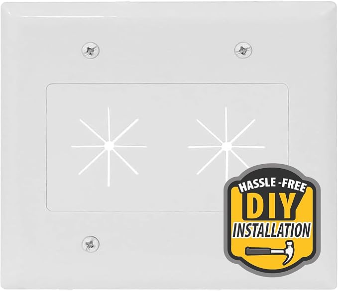 DATA COMM Electronics 45-0015-UWH 2-Gang Cable Plate by DATACOMM