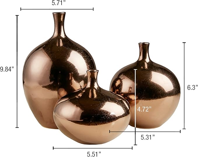 Madison Park Signature Ansen Ceramic Handmade Vase Set Home Décor - Image 3