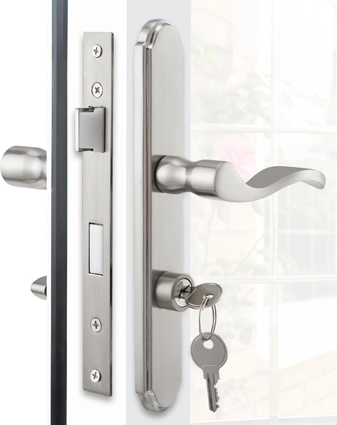 MaxxGeek Flat Slot Storm Door Handle Complete Set, Mortise Keyed Lever Mount by MaxxGeek