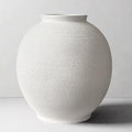 Large White Ceramic Vase, 10.8" Sandstone White | Round Rustic Table Vase by KayolinCommunity