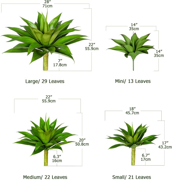 Ttranewsoo Artificial Agave Plants, 12.6" UV Resistant Fake Agave Planters - Image 3