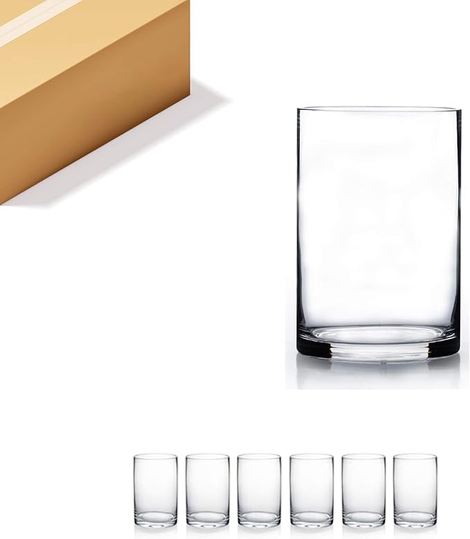 WGVI Quality Thick Weighted Clear Cylinder Glass Vases, Flower Arrangement by WGVInternational-OpusGlassware