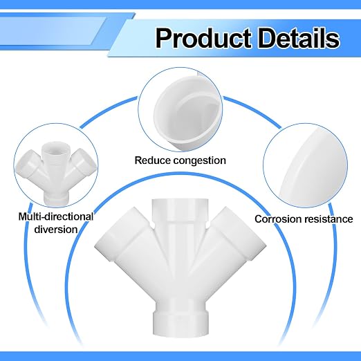 Pushglossy 1 Pcs 3 Inch Schedule 40 PVC Dwv Double Wye Fitting | Schedule 40 - Image 3