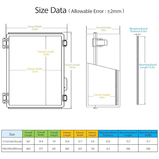Electrical Box, IP67 Waterproof Hinged Cover Stainless Steel Latch Junction Box - Image 2