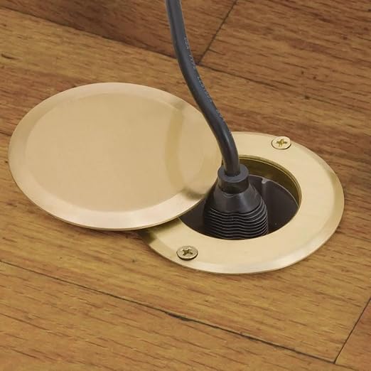 RACO Round Nonmetallic Drop-In Floor Box Kit, 15A TR Receptacle, Brass | - Image 3