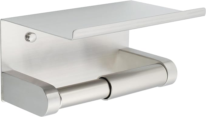 Alise Toilet Paper Holder with Shelf Wall Mount Adhesive or Drill by Alise