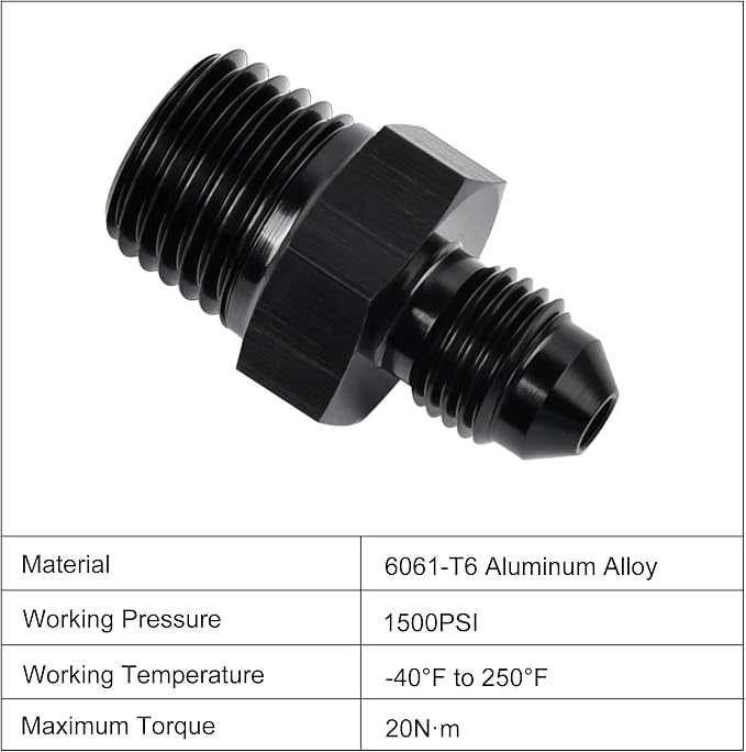 EVIL ENERGY 3AN Male Flare to 1/4" NPT Pipe Fitting Adapter Aluminum Straight - Image 3