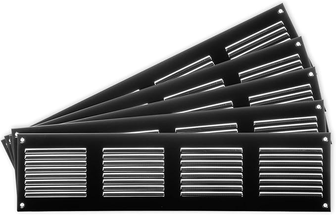 Repa Market 5-Pack Air Vent Cover 16x4 Inch Black Galvanized Steel Louvered by RepaMarket