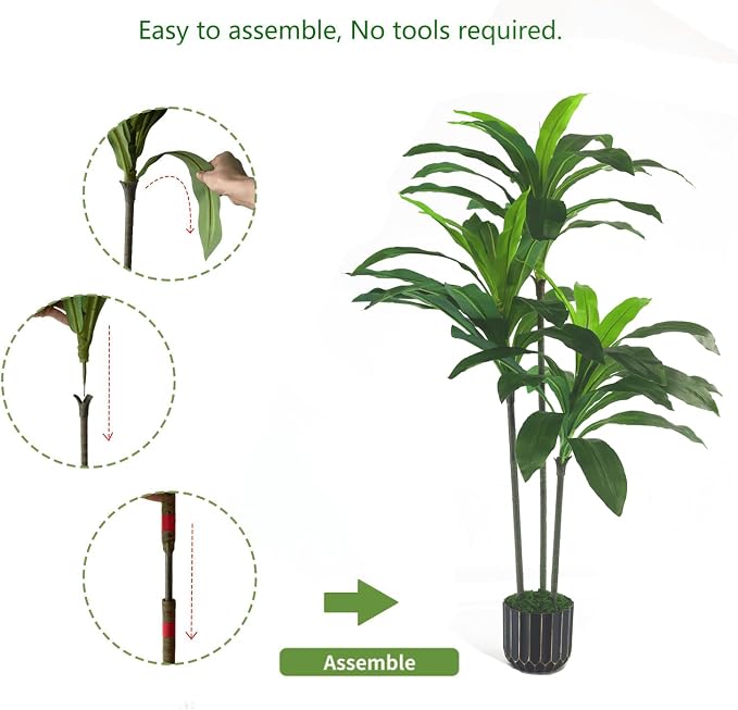Artificial Plants Indoor - 4ft Artificial Dracaena Tree - Fake Tree Realistic - Image 5
