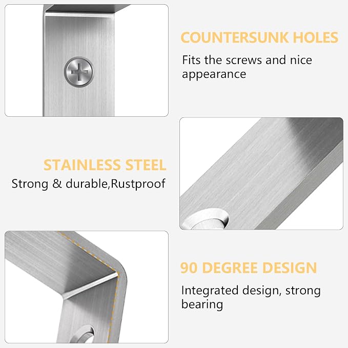 LSK 6PCS L Bracket, L 5"×H 2" Shelf Support Bracket, Max Load :42lb, Living Room - Image 3
