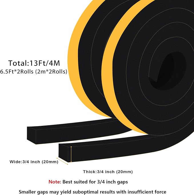 Thick Foam Tape, Door Gap Filler & Draft Stopper, Strong Adhesive | Fills wide - Image 6