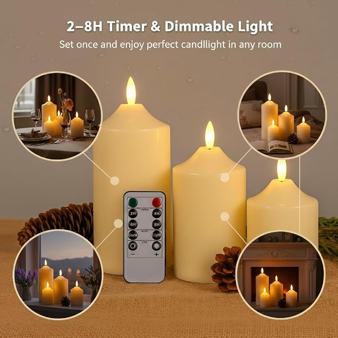 Battery Operated Candles with Timer, LED Flameless Candles with Remote | - Image 6
