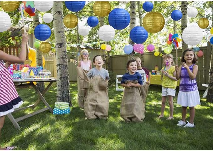 BEISHIDA Blue Gold Paper Lanterns 10Pcs 4/6/8/10/12 Inch Round Chinese Lamp | - Image 5