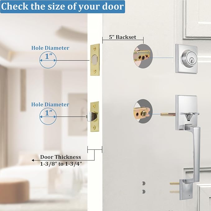 5-Inch Deadlatch & Deadbolt Latch Combo Door Lock Replacement Parts - Image 2