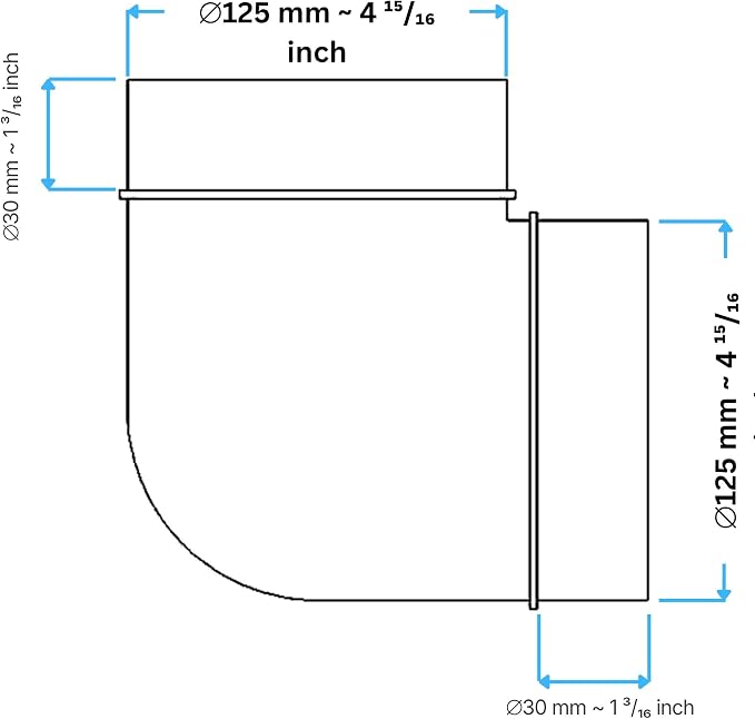 5 Inch 90 Degree Round Duct Elbow Connector – Plastic Ventilation Pipe Bend - Image 2