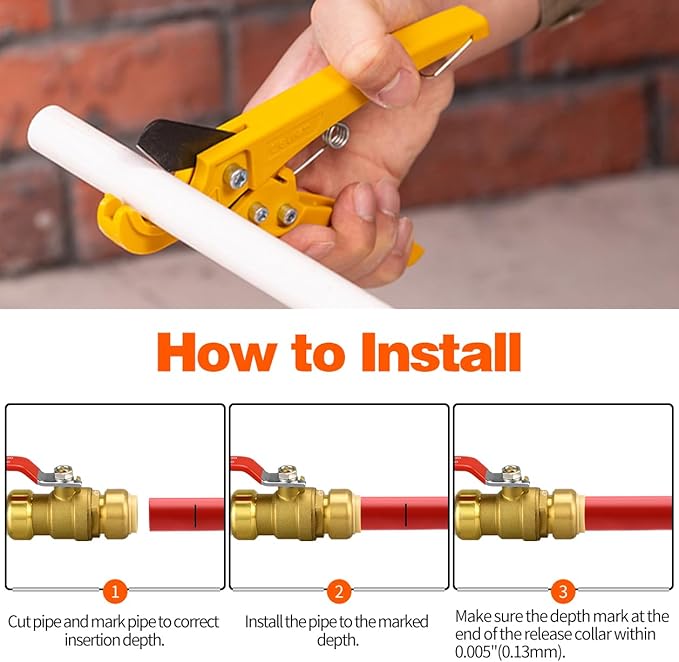 3/4" Push Fit Ball Valve with Disconnect Clip, Push-Fit Shut Off Valve | - Image 6