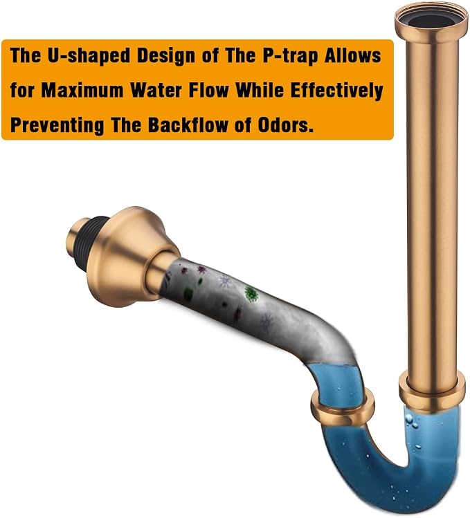 RANDOM Brass P Trap Bathroom Sink U-Shape 1-1/4 inch Sink Trap - Image 5