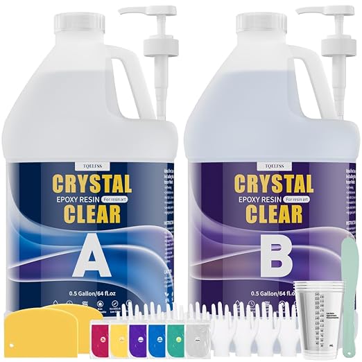 Epoxy Resin 1 Gallon Kit – Crystal Clear, High Gloss, Self-Leveling, No Bubbles by Unknown