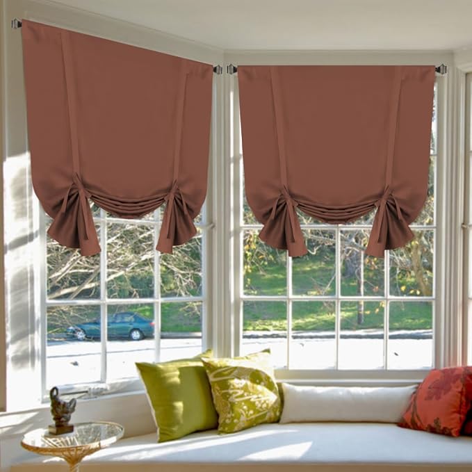 H.VERSAILTEX Blackout Tie Up Curtain 2 Panels Thermal Insulated Window Shade by HVERSAILTEX