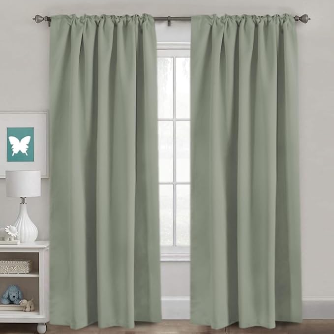 H.VERSAILTEX Back Tab Sage Green Curtains 102 Inch Long - Image 2