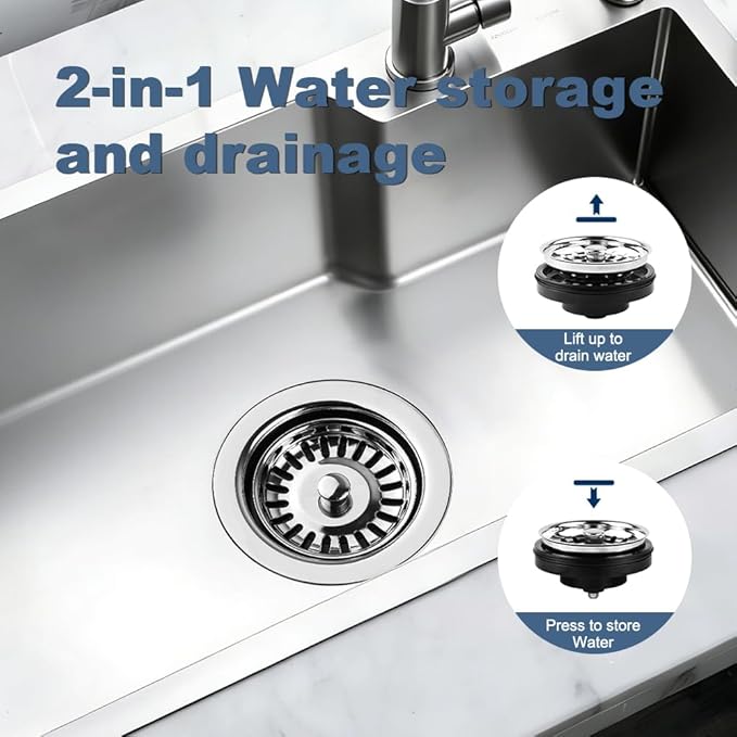 ZM Garbage Disposal Strainer and Stopper Combo, 3.5" Sink Drain, SUS 304 Steel - Image 4