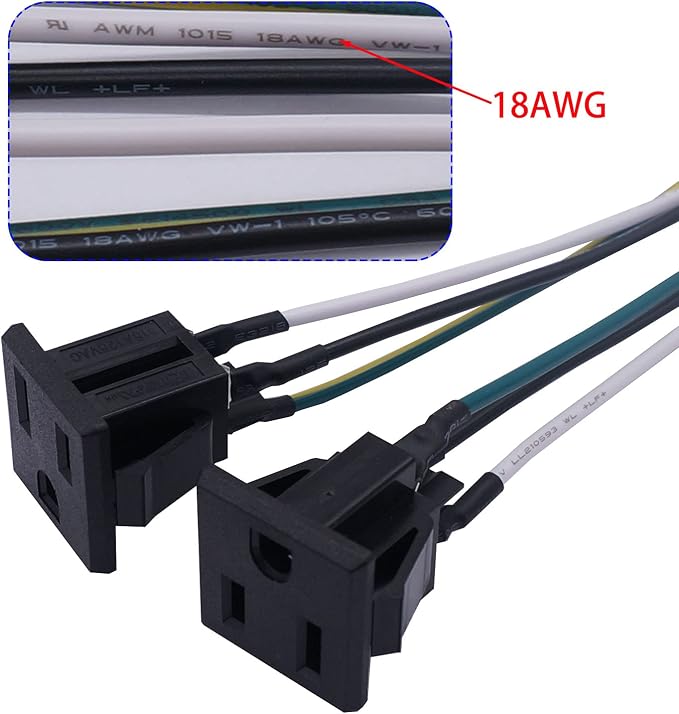 weideer 3Pcs 3 Pins US Power Socket Plug Panel 15A 125V AC Panel Mount Outlet - Image 3