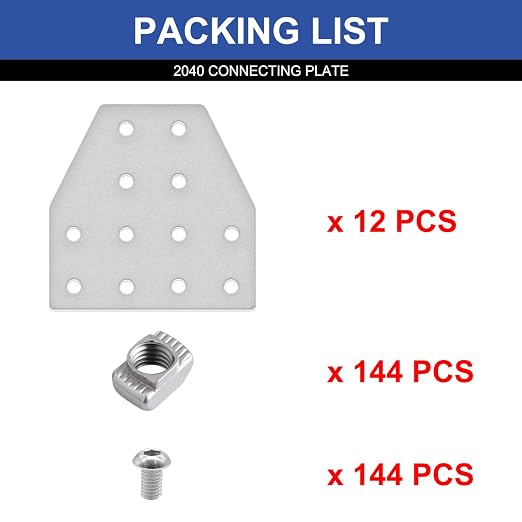 12pcs 2040 Joint Plate Connector Corner T Bracket 12-Hole Silver | 2040 V Slot - Image 3