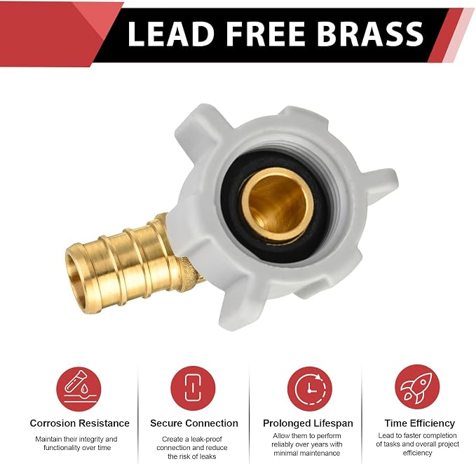 EFIELD 1/2" Pex x 1/2" Female NPT Swivel Elbow | Brass Barb Crimp Fittings - Image 3