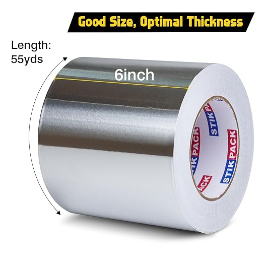Aluminum Foil Tape 6 inch x 165ft Heavy Duty HVAC Duct Tape - Image 2