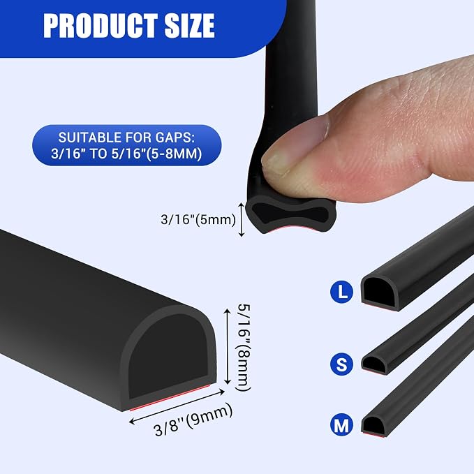 Weather Stripping Door Seal Self Adhesive Door Weather Strip Silicone D Shaped - Image 2