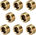 3/8" NPT Plug Brass Pipe Fitting, Counter sunk Thread Internal Hex Head Style by ANPTGHT