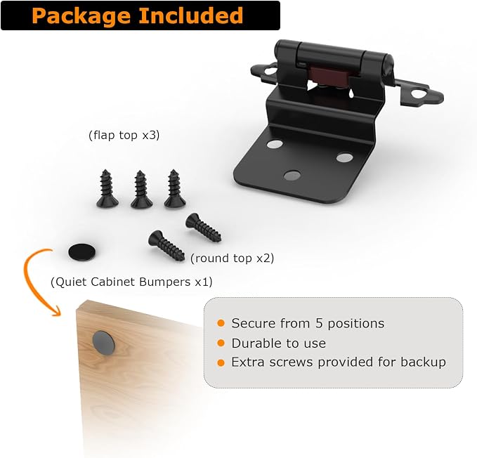 3/8 Inch Inset Cabinet Hinges, 25 Pairs Self Closing Flush Face Mount Hinges - Image 6