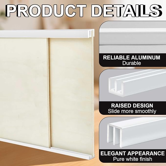 1 Set Metal Sliding Door Track Set, 4FT Metal Upper & Lower Tracks - Image 3
