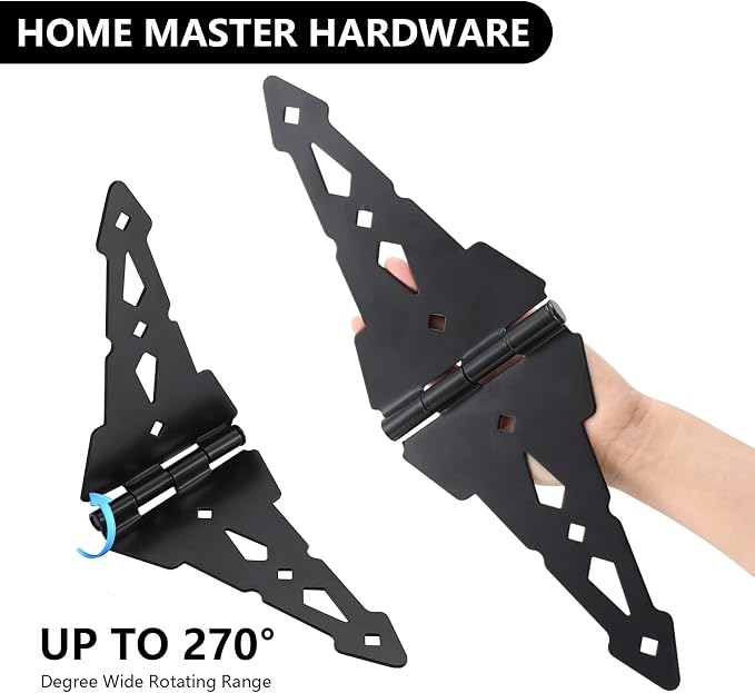 HOME MASTER HARDWARE 8" Heavy Duty Gate Hinges, 6 Pack Strap Hinges, Barn and - Image 5