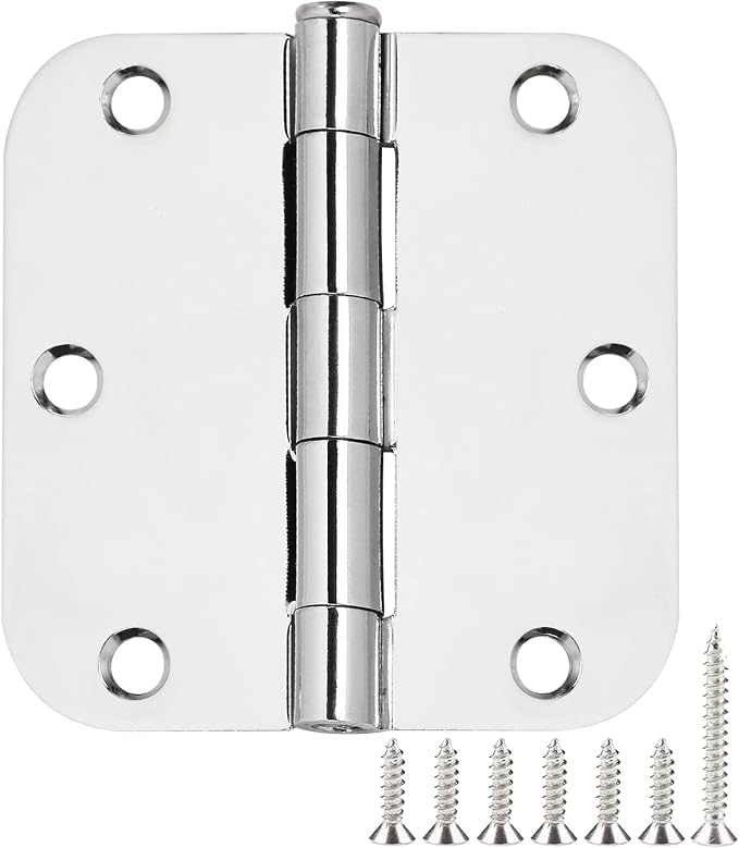 12 Pack Rounded Door Hinges 3.5 Inch 5/8" Radius Polished Chrome | Hinges - Image 7
