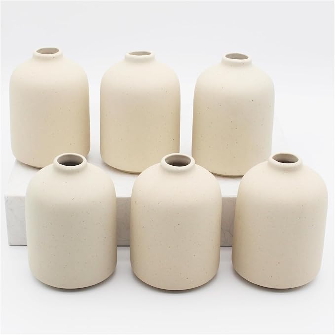 YANLING 6 Pack Small Boho Vase for Flowers Home Decor, Ceramic Vases | for - Image 7