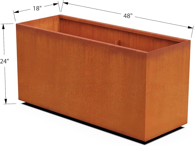 Large Rectangular Planters for Outdoor Plants – 48x18x24 Inch Corten Steel - Image 5