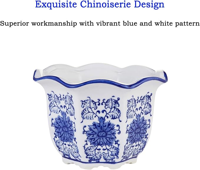 HakkaGirl Ceramic Pots for Plants, Chinoiserie Décor Ceramic Flower Pots - Image 2