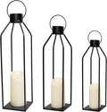 HPC Decor 22'' 19'' 16'' Lanterns Decorative w/Flickering Timer Candles- Tall by HPCDECOR