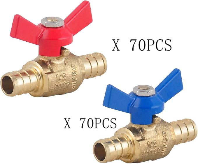 LD- 1/2" PEX Brass Ball Valve, LF Brass 1/2-in PEX Shut off Ball Valve - Image 2