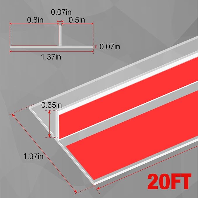 Door Draft Stopper for Side of Door Frame 1.37 in x 20 Ft T-Shaped Silicone - Image 2