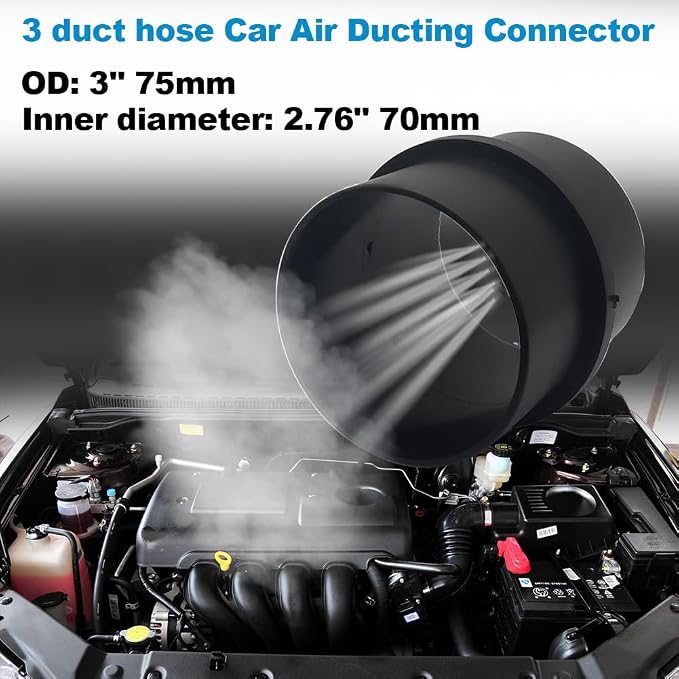 Car Air Ducting Connector Straight Air Heater Duct Joiner Connector Pipe 3'' - Image 2