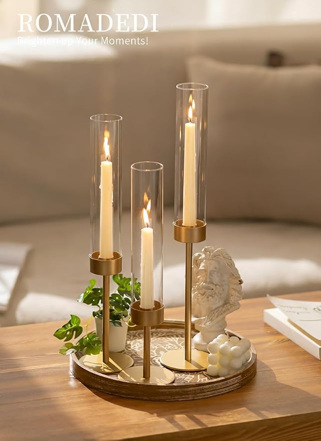 Romadedi Glass Hurricane Candle Holders - Image 8